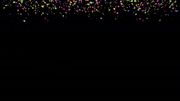Estrelas Confete Coloridas Caindo Com Canal Alfa Para Compor Qualquer — Vídeo de Stock