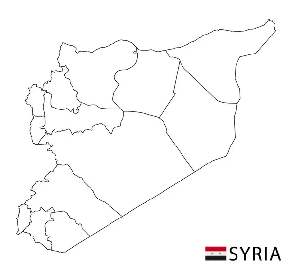 シリア地図 国の黒と白の詳細なアウトライン領域 ベクターイラスト — ストックベクタ