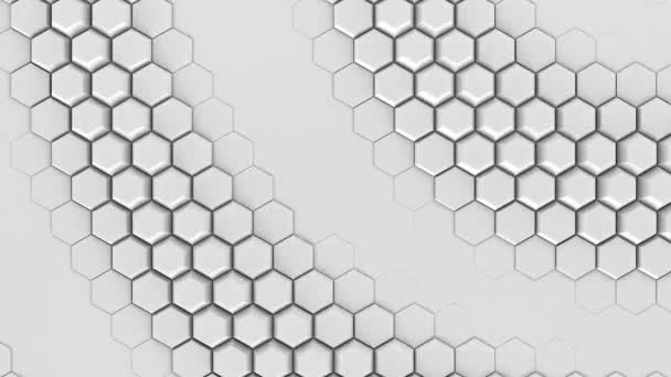 Abstract wit hexagonaal geometrisch oppervlak, golfbeweging. — Stockvideo