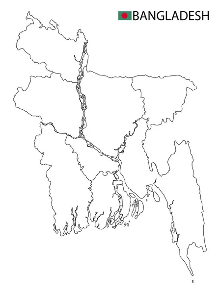 Bangladesch Karte Schwarz Weiß Detaillierte Umrisse Der Regionen Des Landes — Stockvektor