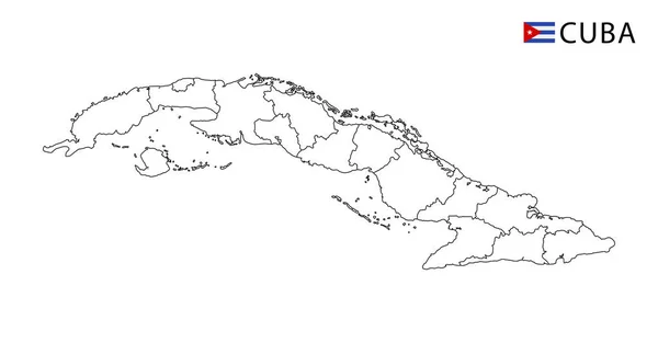 Cuba Mapa Blanco Negro Detallado Contorno Regiones Del País Ilustración — Vector de stock