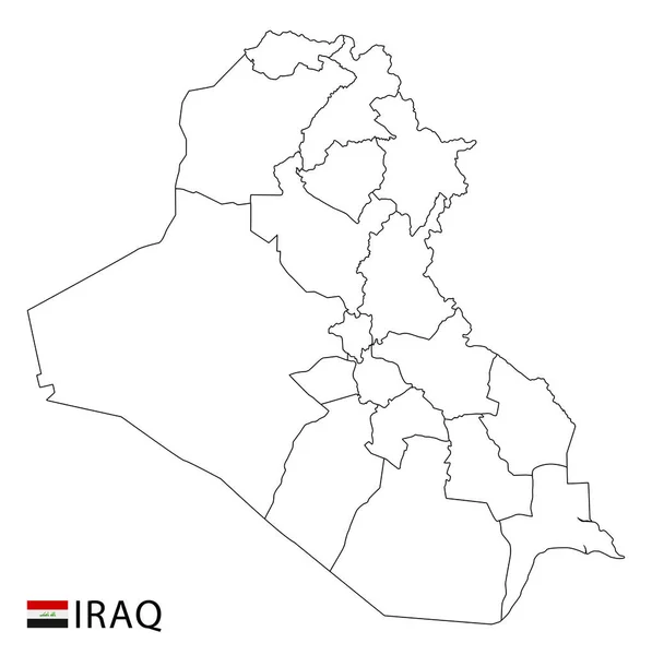 Mapa Irak Blanco Negro Regiones Delineadas Detalladas Del País Ilustración — Archivo Imágenes Vectoriales