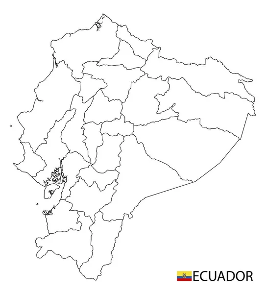 Ecuador mapa, blanco y negro resumen detallado regiones del país. — Vector de stock