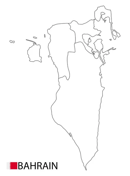Mapa de Bahréin, blanco y negro Esquema detallado regiones del país. — Archivo Imágenes Vectoriales