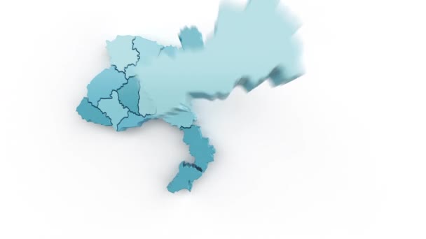 Carte de l'Ukraine en bleu-vert, vue de dessus. — Video