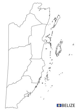 Belize haritası, ülkenin siyah ve beyaz ana hatları.
