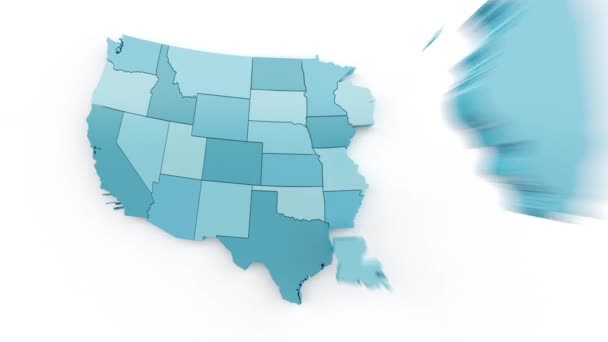 Mapa Usa Niebiesko Zielonych Kolorach Widok Góry Tworzone Przez Oddzielne — Wideo stockowe