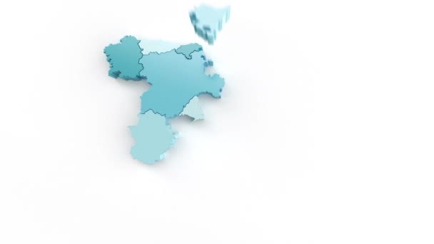 Kart Spania Blågrønne Farger Dannes Separate Områder Som Faller Fra – stockvideo