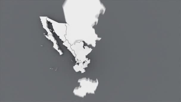 Κινούμενος Χάρτης Του Μεξικού Λευκός Χάρτης Γκρι Φόντο Κινούμενα Σχέδια — Αρχείο Βίντεο