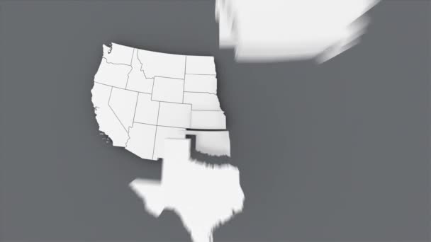 Анимированная Карта Сша Белая Карта Заднем Плане Анимация Альфа Каналом — стоковое видео