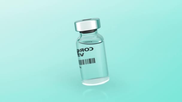 Vaccine Bottle Green Background Concept Vaccination Coronavirus Covid Looped Animation — Stock Video