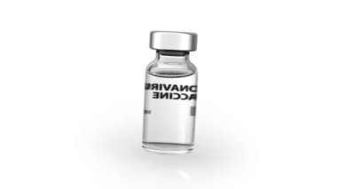 Coronavirus Covid-19 Aşı Şişe Döngüsü Kusursuz Dönüşümler Beyaz Arkaplanda. Alfa kanalı videosu.