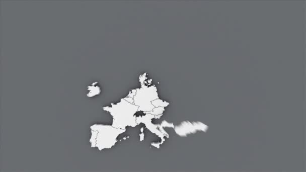 Mapa Animado União Europeia Mapa Branco Sobre Fundo Cinzento Animação — Vídeo de Stock