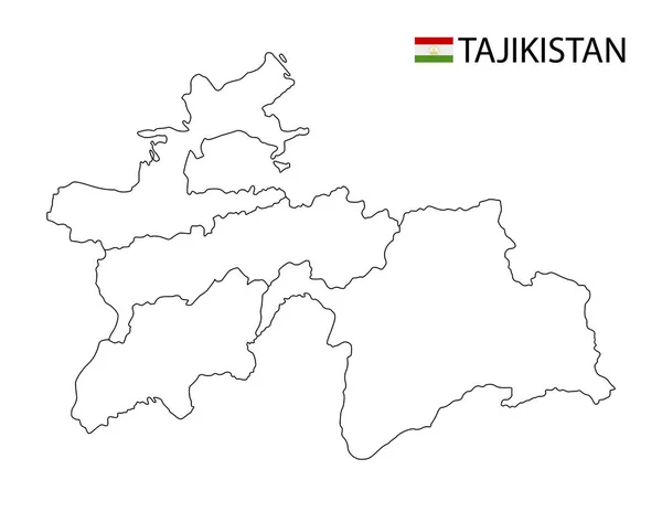 タジキスタン地図 黒と白の詳細なアウトライン地域 ベクターイラスト — ストックベクタ