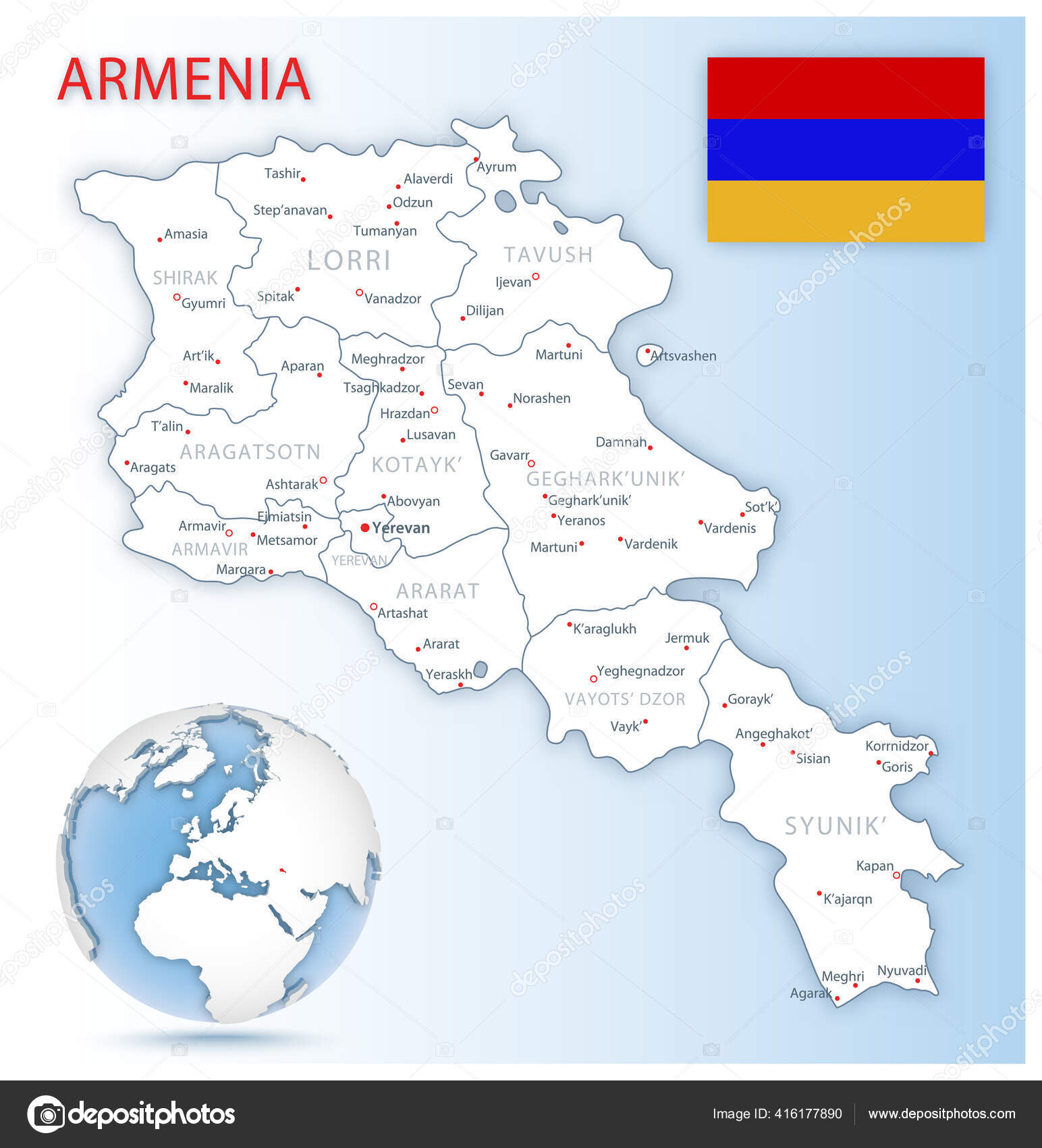 Vector Map of Armenia Political