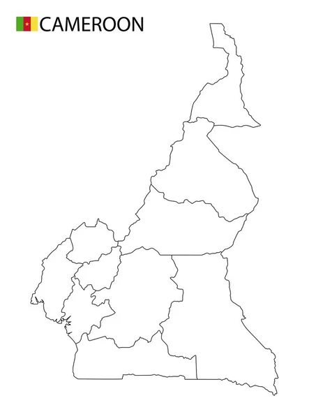 Mapa de Camerún, blanco y negro regiones delineadas detalladas del país. — Vector de stock