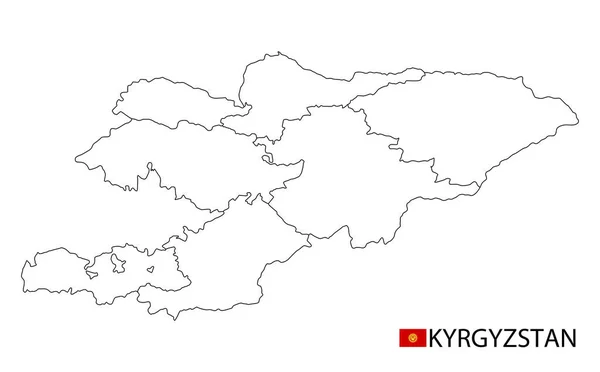 Карта Кыргызстана Черно Белые Подробные Очертания Регионов Страны Векторная Иллюстрация — стоковый вектор