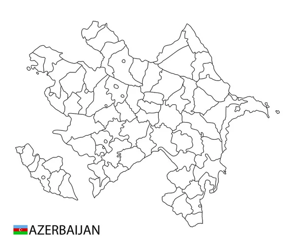 Carte de l'Azerbaïdjan, contours détaillés en noir et blanc des régions du pays. — Image vectorielle