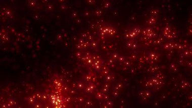 Kırmızı parçacıklar koyu bir arka planda uçar. Kusursuz animasyon