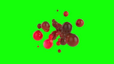 Soyut üç boyutlu deforme figür. Yeşil arka planda kırmızı metabolit damlası. Kusursuz döngü canlandırması.