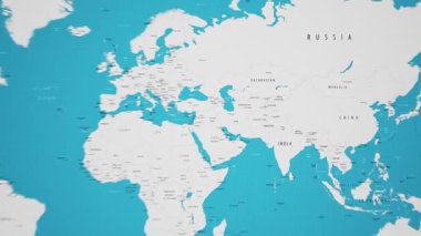 Kırgızistan Animasyon Ulusal Bayrağıyla Dünya Haritasında