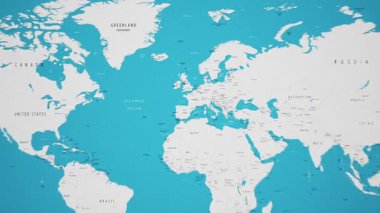 Animasyon Ulusal Bayrağıyla Dünya Haritasında İzlanda