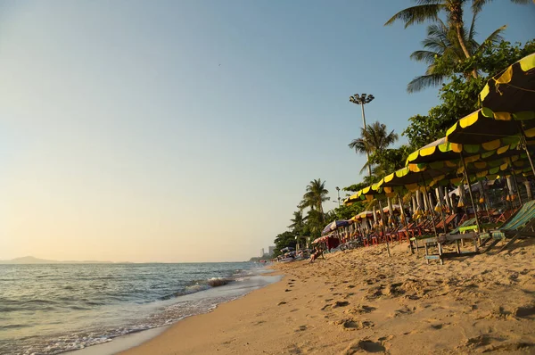Vista Playa Jomtien Pattaya Atardecer — Foto de Stock