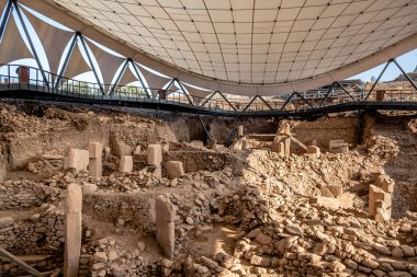 Göbeklitepe, Şanlıurfa / Türkiye - Ekim 2019: Göbekli Tepe Şanlıurfa, Türkiye 'de bir arkeoloji sahası