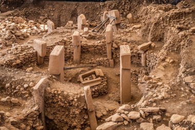 Göbeklitepe, Şanlıurfa / Türkiye - Ekim 2019: Göbekli Tepe Şanlıurfa, Türkiye 'de bir arkeoloji sahası