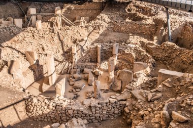 Göbeklitepe, Şanlıurfa / Türkiye - Ekim 2019: Göbekli Tepe Şanlıurfa, Türkiye 'de bir arkeoloji sahası
