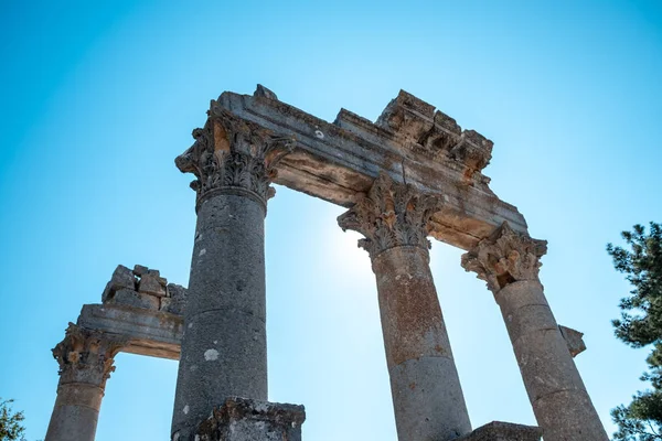 Rovine Della Città Antica Uzuncaburc Colonne Marmo — Foto Stock