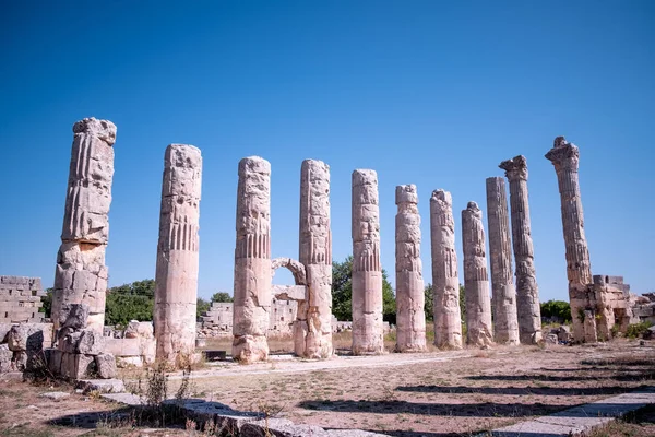 Rovine Della Città Antica Uzuncaburc Colonne Marmo — Foto Stock