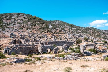Türkiye 'nin Anamur ilçesindeki Anamurium Antik Şehir Tiyatrosu Harabeleri