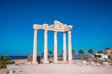 Ruins of Apollon or Apollo Temple in Side Ancient City in Antalya, Turkey clipart