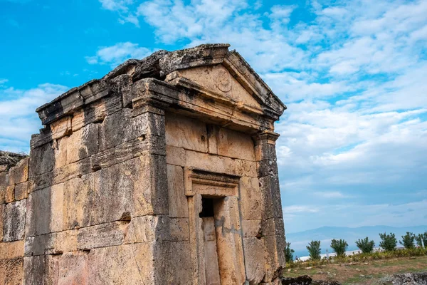 Ruins Hierapolis Ancient City Theather Pamukkale Town — Stock Photo, Image