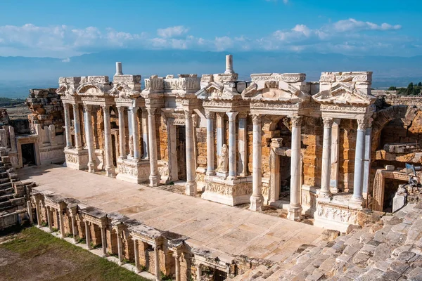 Ruínas Hierápolis Cidade Antiga Theather Pamukkale Town — Fotografia de Stock