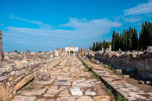 Ruinas Hierápolis Antiguo Teatro Ciudad Pamukkale — Foto de Stock