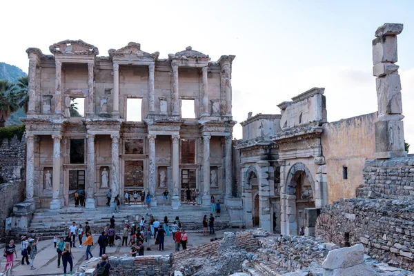 Biblioteca Celsus Está Ruínas Éfeso Cidade Antiga Efes Town Izmir — Fotografia de Stock