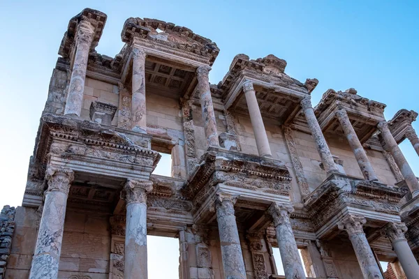 Bibliothèque Celsus Théâtre Antique Sont Ruines Ville Antique Ephèse Efes — Photo