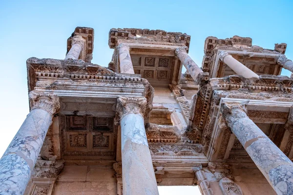 Celsus Bibliothek Und Antikes Theater Sind Ruinen Von Ephesus Antiken — Stockfoto