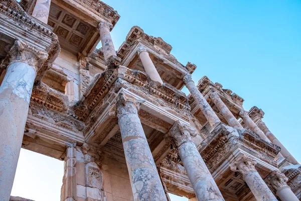 Biblioteca Celsus Teatro Antigo Estão Ruínas Éfeso Cidade Antiga Efes — Fotografia de Stock