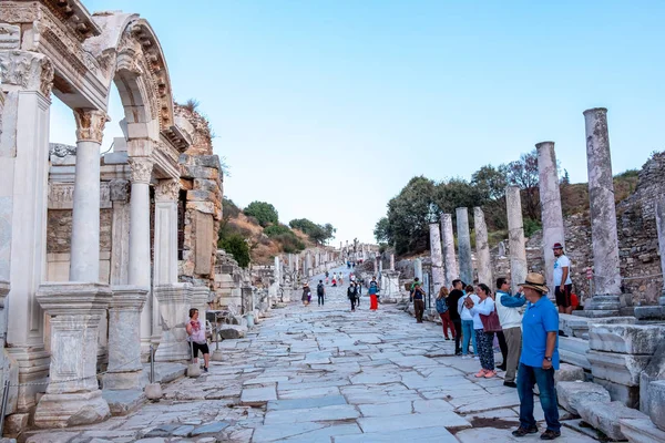 Celsus Library Och Antika Teatern Ruiner Efesus Antika Stad Efes — Stockfoto