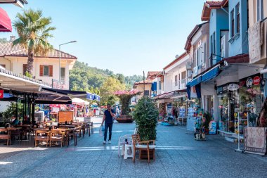 Gocek, Fethiye, Mugla / Türkiye - Haziran 2019: Gocek Kasabasının balık restoranları