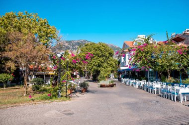 Gocek, Fethiye, Mugla / Türkiye - Haziran 2019: Gocek Kasabasının balık restoranları