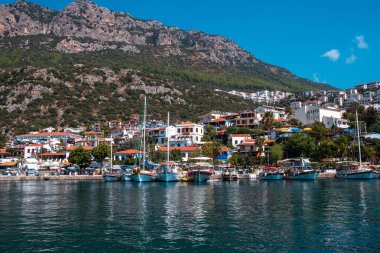 Antalya 'daki Kas Town, Antalya' daki Hava Görüntüsü Panoramik Fotoğraf Kas Town, Antalya