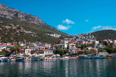 Antalya 'daki Kas Town, Antalya' daki Hava Görüntüsü Panoramik Fotoğraf Kas Town, Antalya
