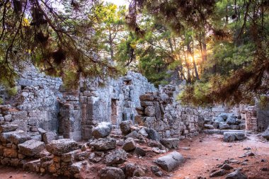 Phaselis, Antalya, Türkiye 'deki Phaselis Antik Şehir Tiyatrosu Harabeleri