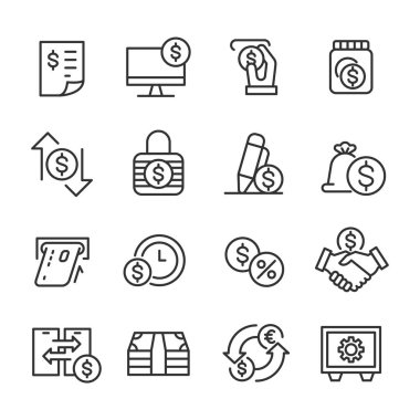 Bankacılık ve para vektör simgeleri kümesi