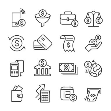 Bankacılık ve para vektör simgeleri kümesi