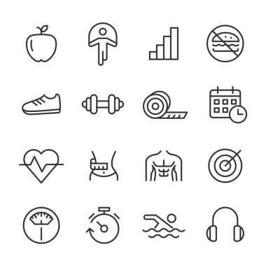 Vektör simgeleri fitness seti
